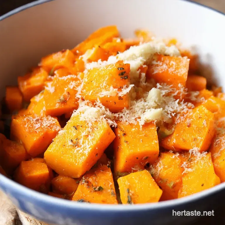 Roasted Butternut Squash with Garlic Butter Parmesan Bliss presentation