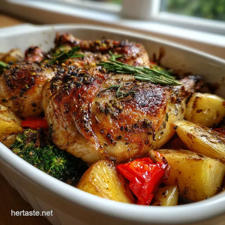 Perfectly portioned plate with juicy roasted chicken, vibrant vegetables, and aromatic herbs, ready to be enjoyed for a he...