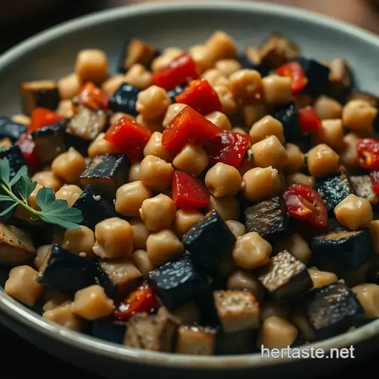 Roasted Eggplant and Chickpea Salad with Tahini Dressing