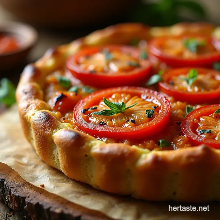 Roasted Tomato and Goat Cheese Tart with Herbed Crust presentation