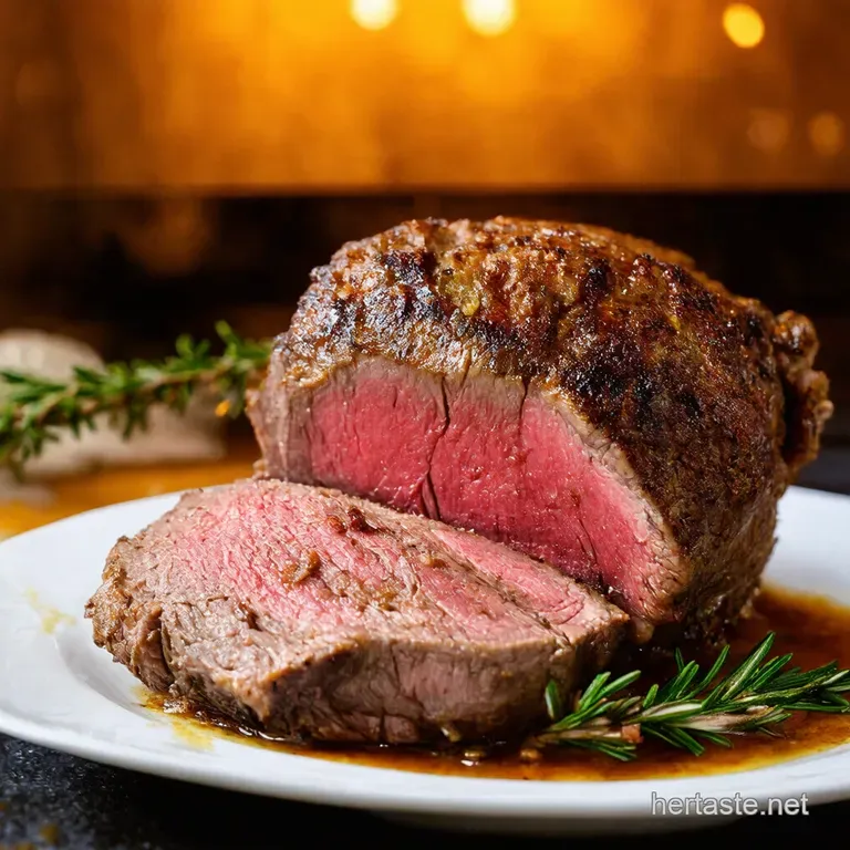 Rosemary Garlic Studded Leg of Lamb with Red Wine Gravy presentation