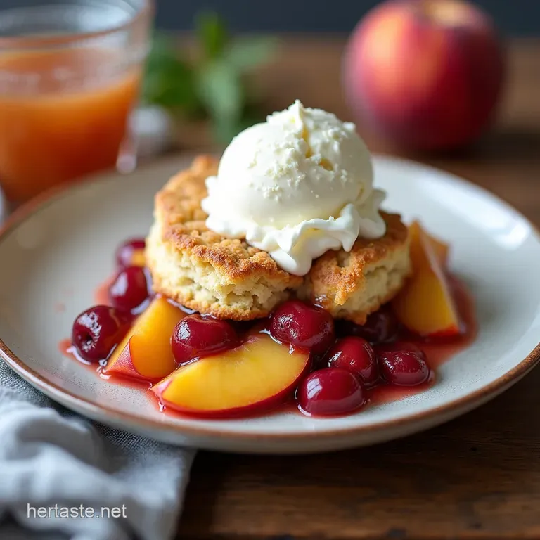 The Best Rustic Peach and Cherry Cobbler Recipe