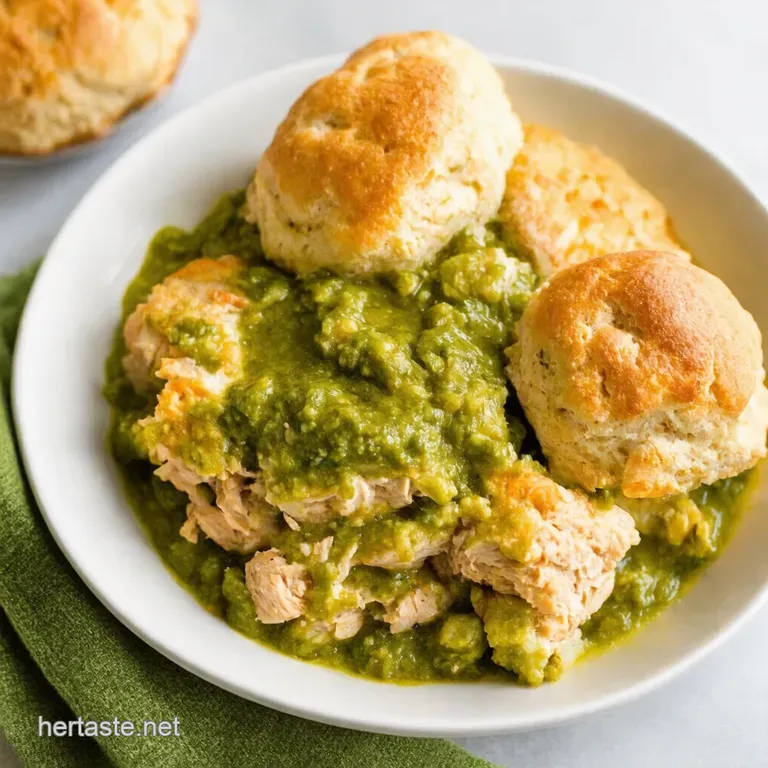 Salsa Verde Chicken Casserole with Cream Cheese Biscuits