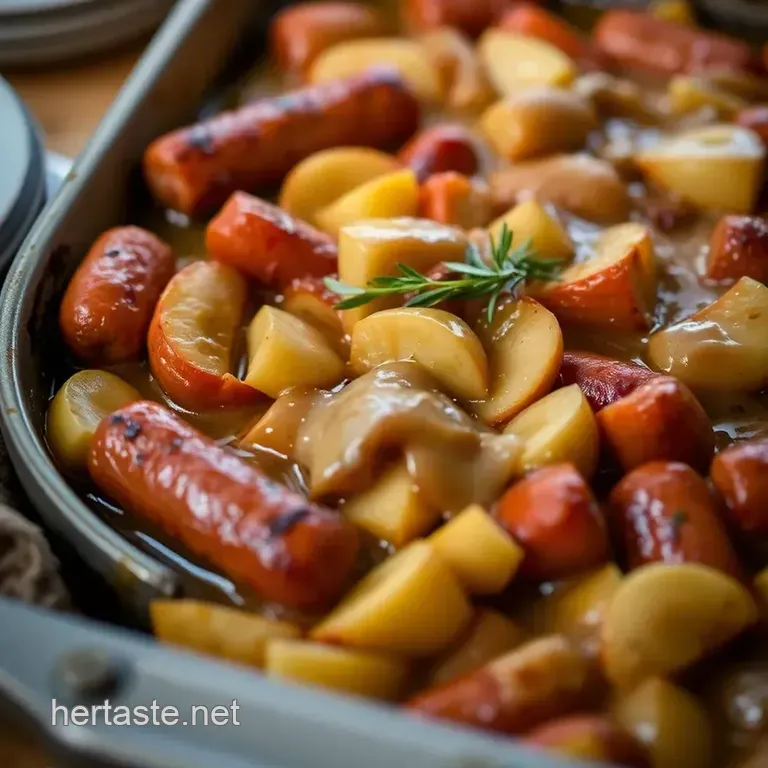 Sausage & Apple Traybake with Cider Gravy presentation