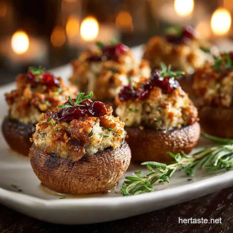 Thanksgiving Appetizers: Autumn Harvest Stuffed Mushrooms (Make-Ahead!) presentation