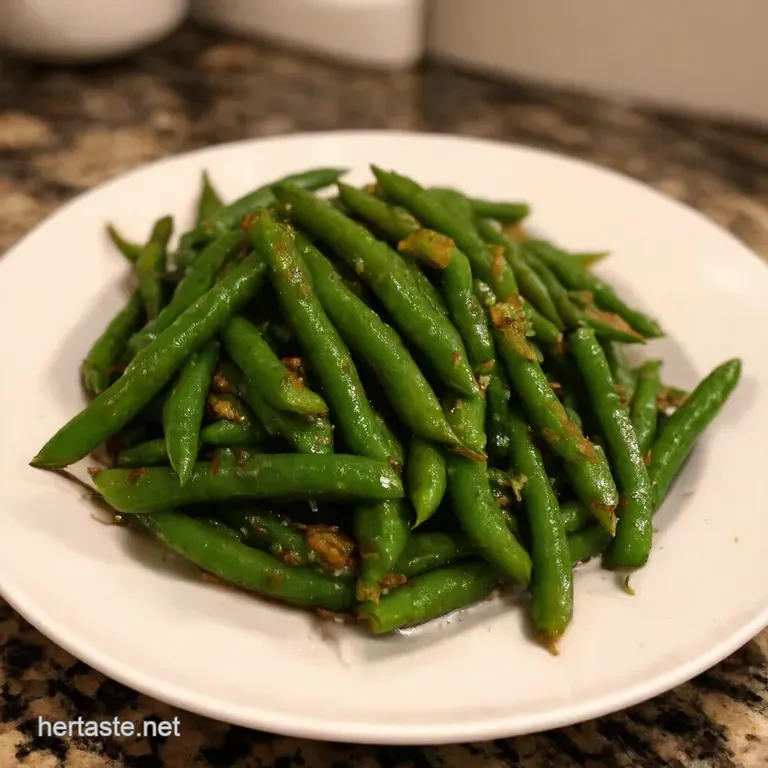 Sautéed Green Beans with Crispy FrenchFried Onions presentation
