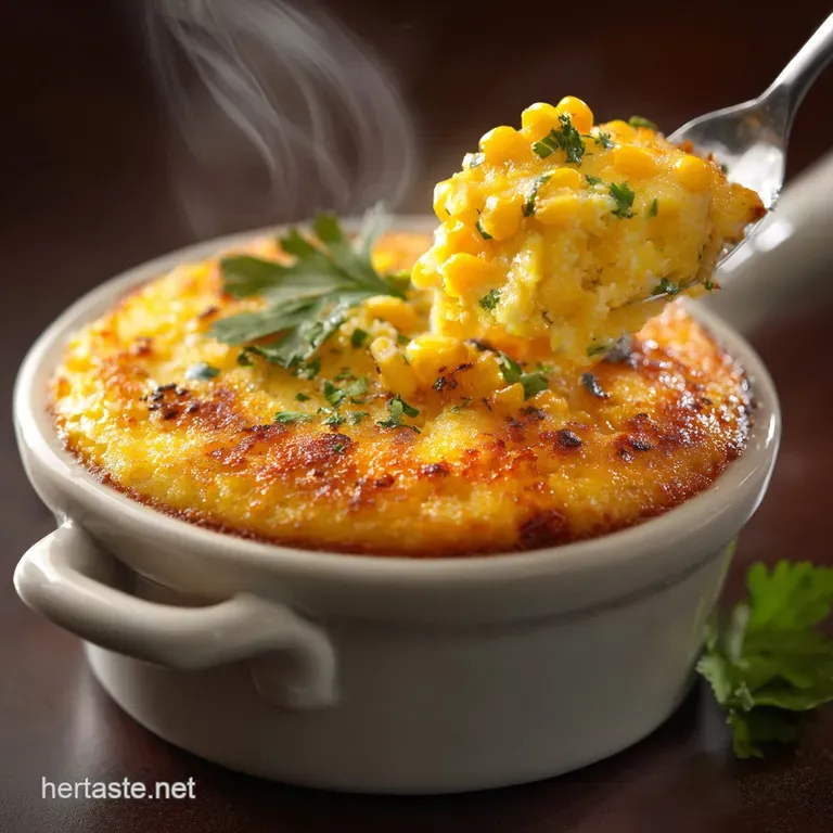 Savory Corn Pudding with Mature Cheddar and Fresh Chives presentation