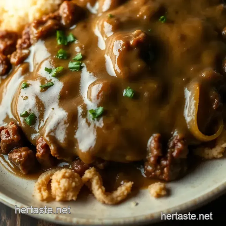 Savory Hamburger Steak with Rich Gravy presentation