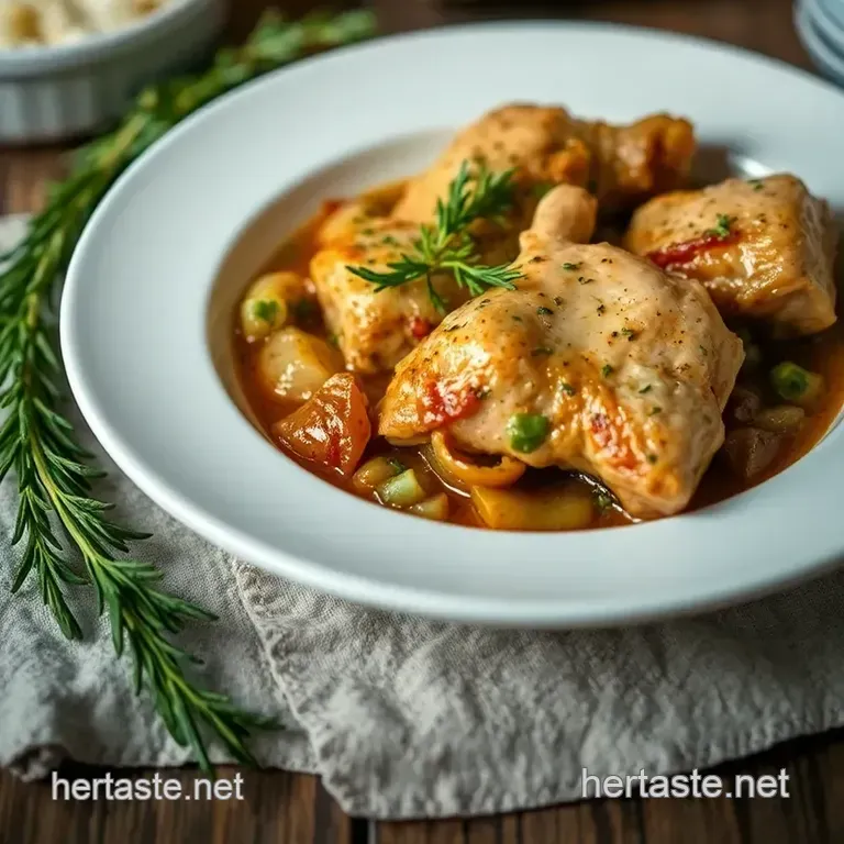 Savory Herb-Braised Chicken Thighs in White Wine presentation