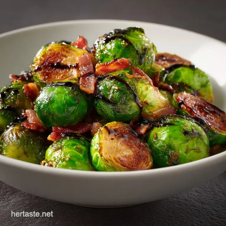 Seared Brussel Sprouts with Bacon and Balsamic Cri: Max Crunch Max Flavor presentation