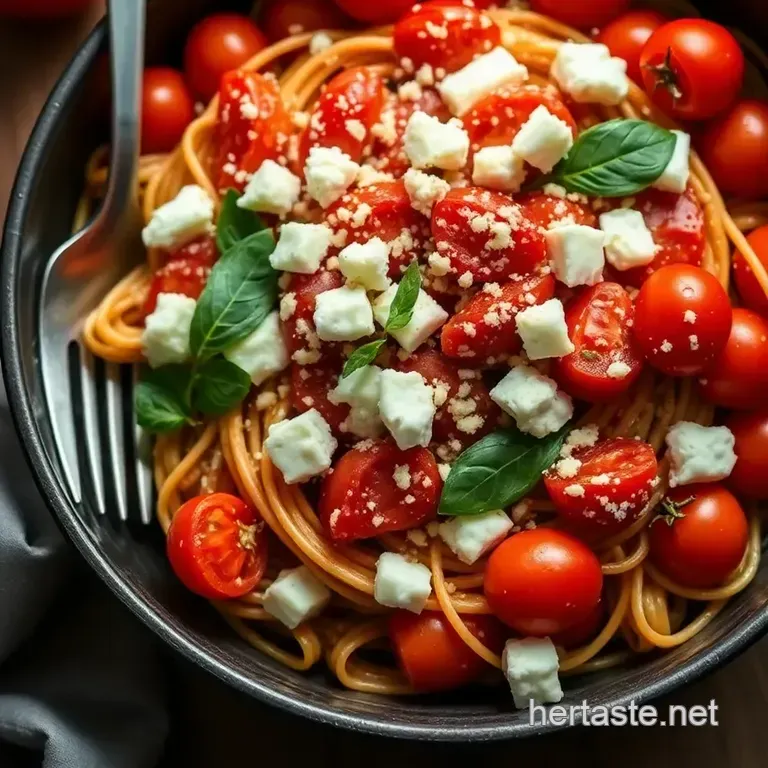 Seriously Good Feta Tomato Pasta presentation