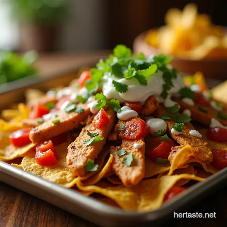 Sheet Pan Chicken Fajita Nacho Fiesta presentation