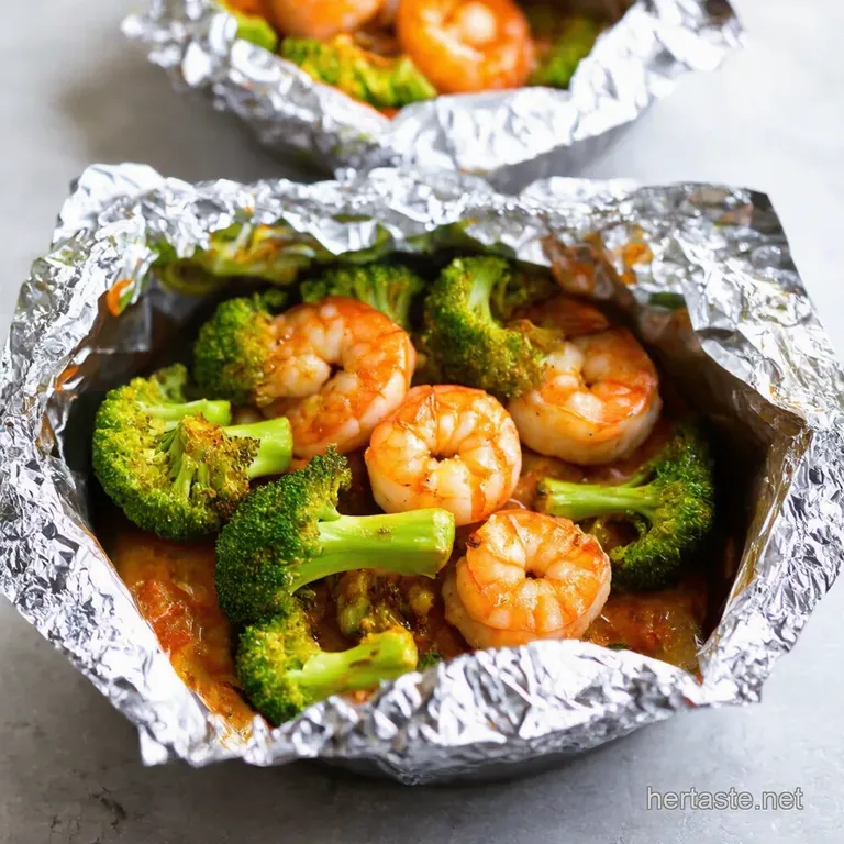 Shrimp Broccoli Steamer Packs Easy Foil Packet Dinner presentation