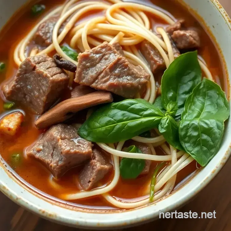 Simmered Beef Noodle Soup - Comforting & Savory presentation