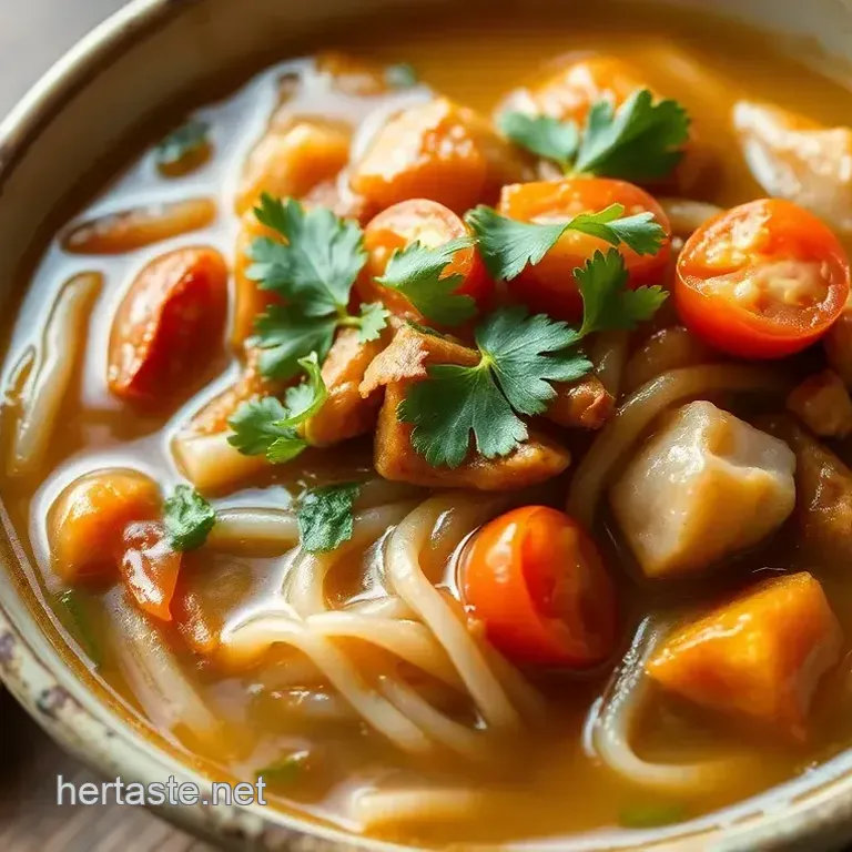 Simmered Canh Bun with Fresh Herbs Delight