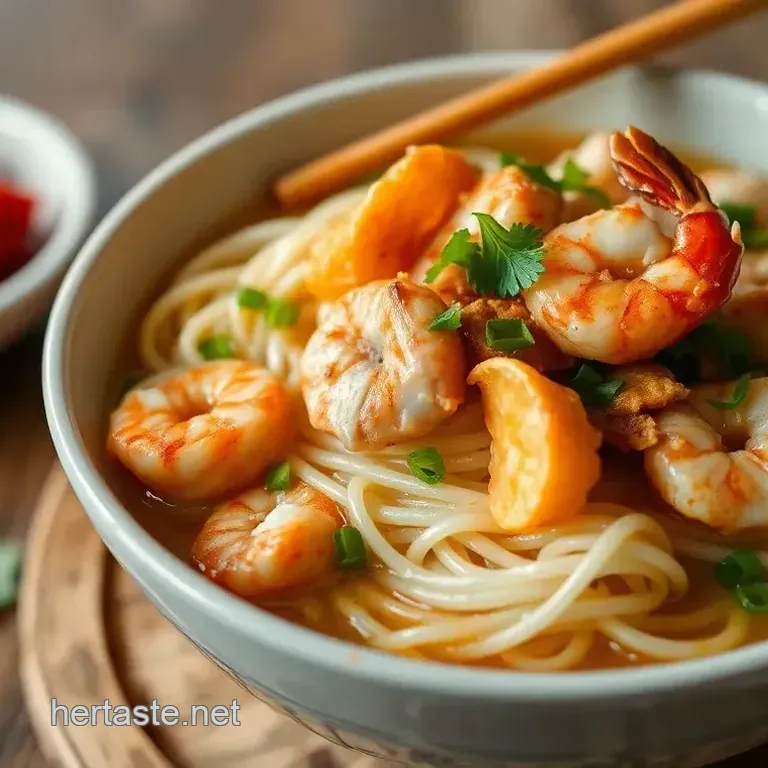 Simmered Noodles with Shrimp & Chicken Delight
