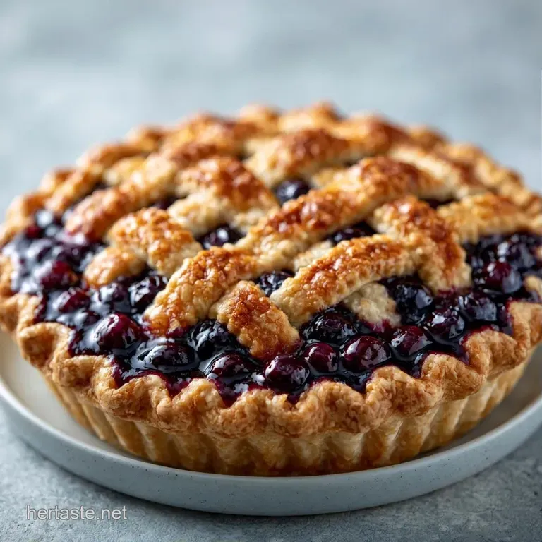 A slice of warm purple berry pie with a melting scoop of vanilla ice cream on a white porcelain plate.