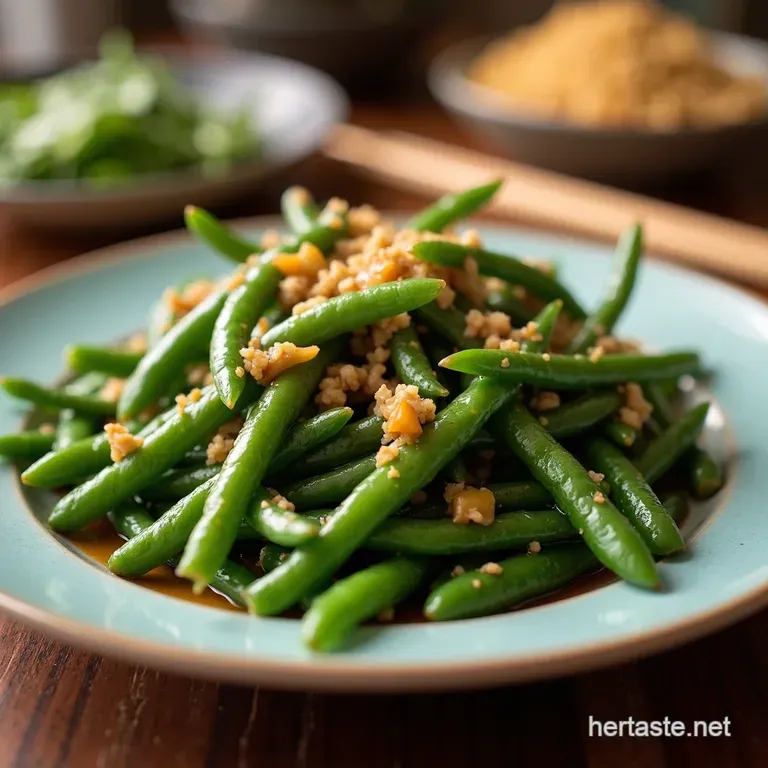 Sizzling Asian Green Beans with Garlic Ginger presentation