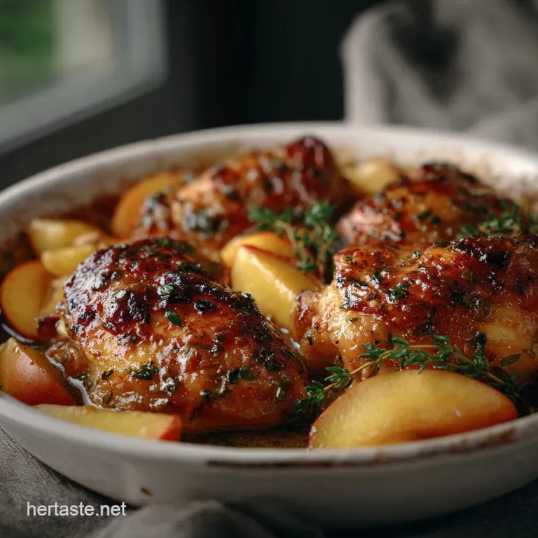 Skillet Apple Chicken Thighs with Crispy Skin presentation