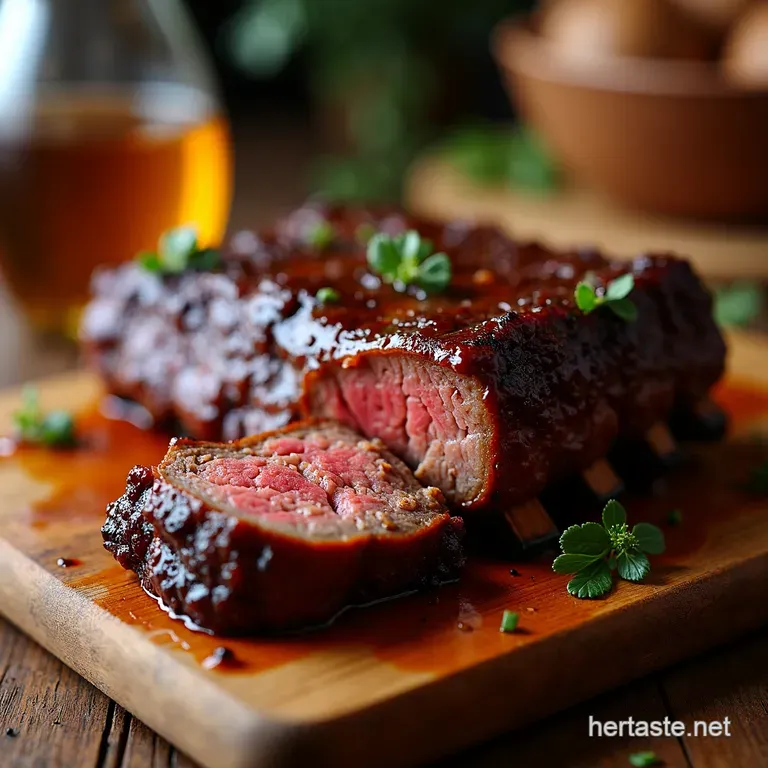 Slow Low Falloffthebone Beef Ribs with a Rich Smoky Bourbon Glaze presentation