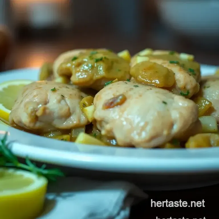 Slow Cooker Chicken Thighs with Herby Lemon Gravy presentation
