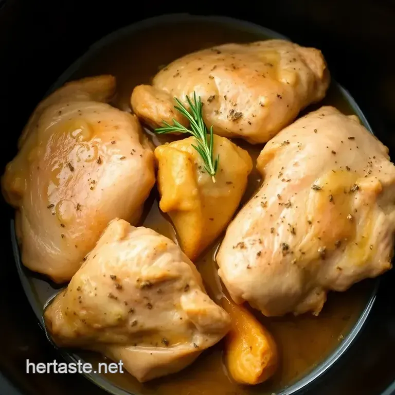 Slow Cooker Chicken Thighs with Savory Herbs and Garlic presentation