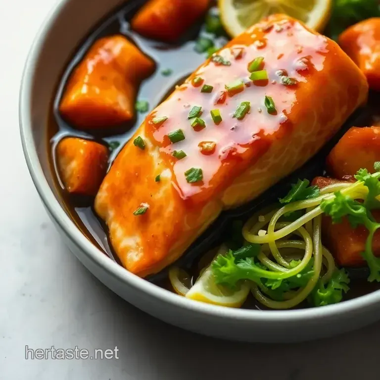 Soy Sauce Salmon with Honey Glaze presentation