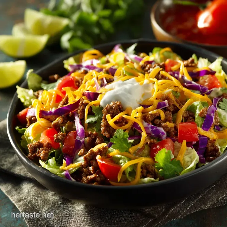 Taco Salad Ultimate Speedy Beef Recipe with Zesty Lime Dressing presentation