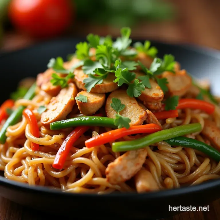The Wok Star Speedy Chicken Veggie Rice Noodle Stirfry presentation