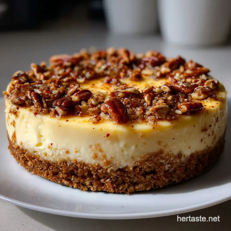 The Hummingbird Cheesecake with Pecan Crust presentation