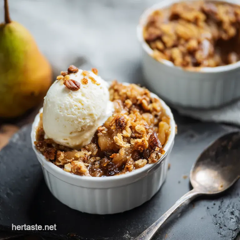 Spiced Pear Gingerbread Crumble presentation