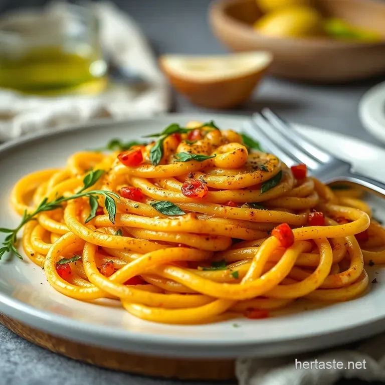 Spicy Garlic and Olive Oil Spaghetti presentation