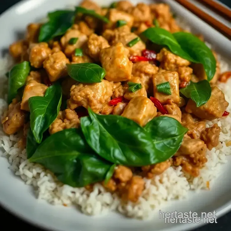 Spicy Thai Basil Chicken (Pad Krapow Gai) presentation