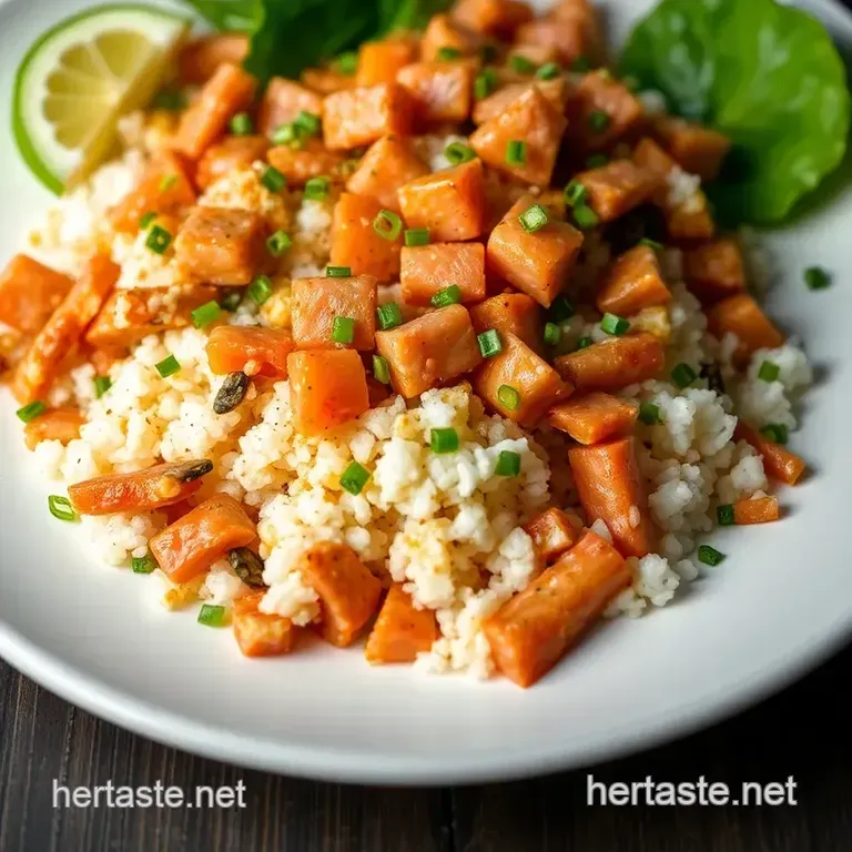 Spicy Tuna and Salmon Sushi Bake presentation