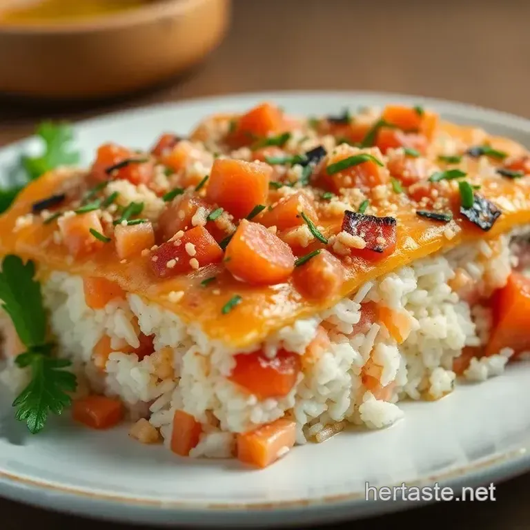 Spicy Tuna and Salmon Sushi Bake