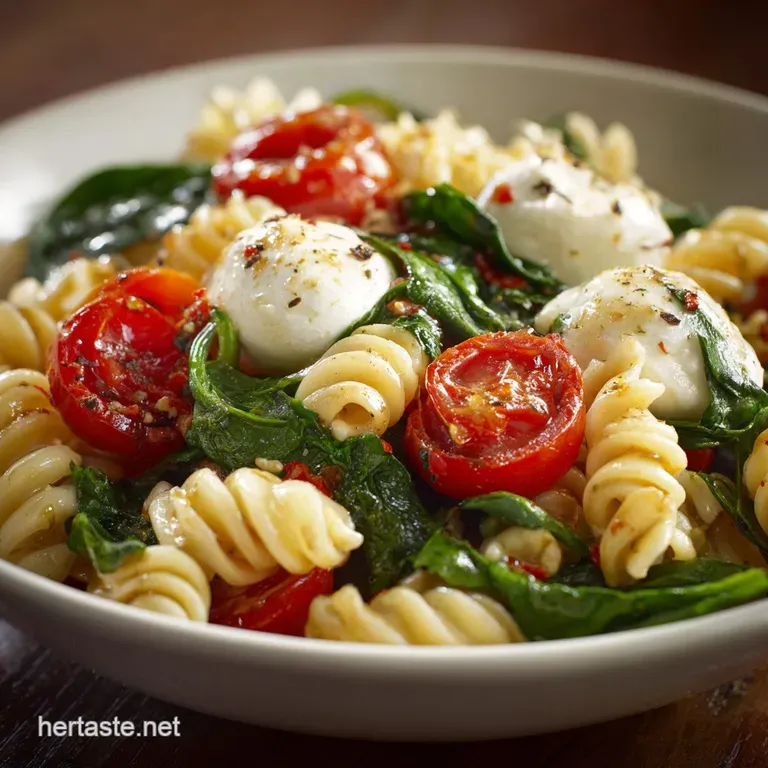 Spinach Tomato Fresh Mozzarella Pasta Salad Effortless Summer Elegance presentation
