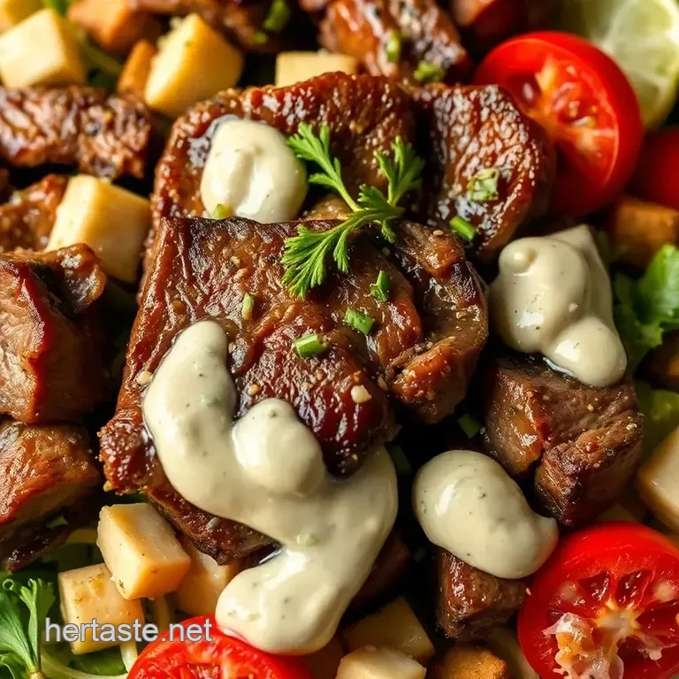 Steakhouse-Style Steak Salad with Creamy Horseradish Dressing presentation