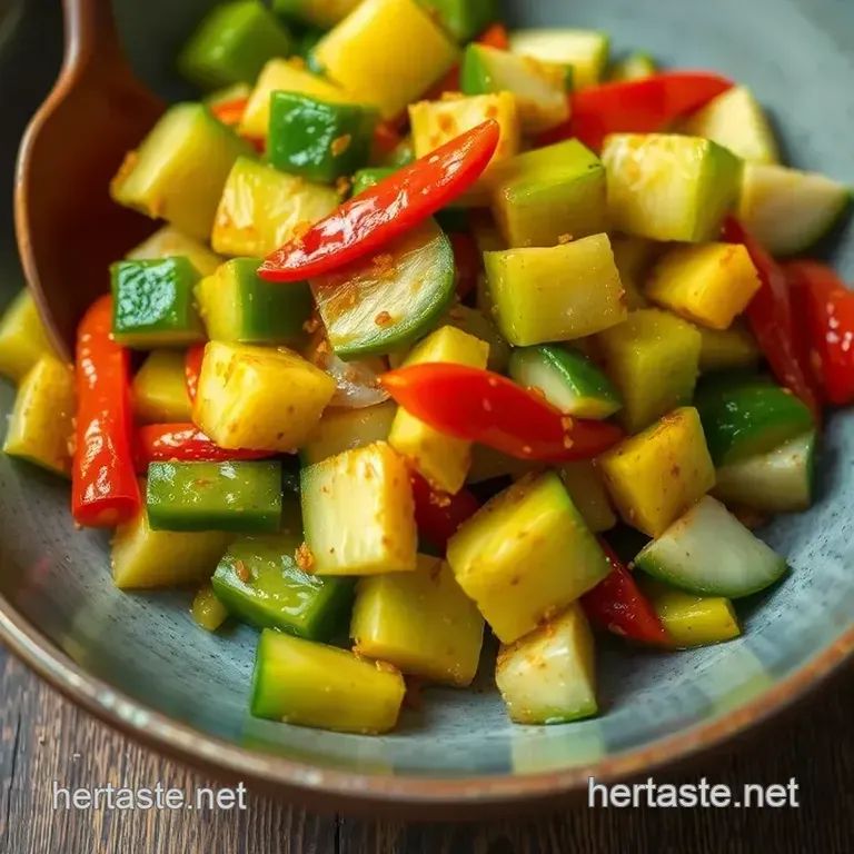Stir-Fry Spicy Chayote with Bold Flavors presentation