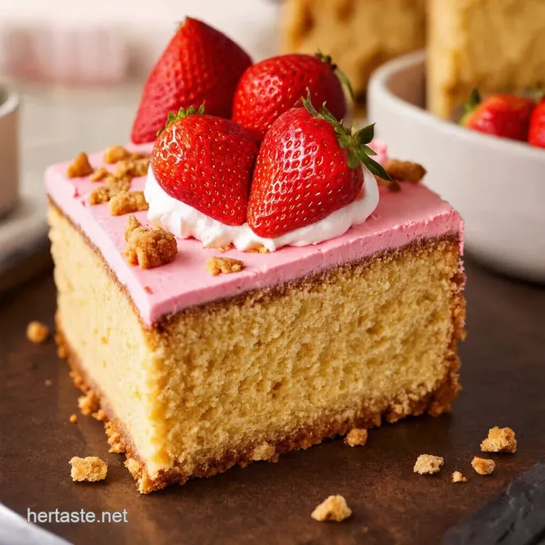 Strawberry Crunch Dream Cake presentation