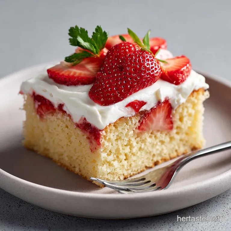 Strawberry Sheet Cake with Cream Cheese Swirl presentation