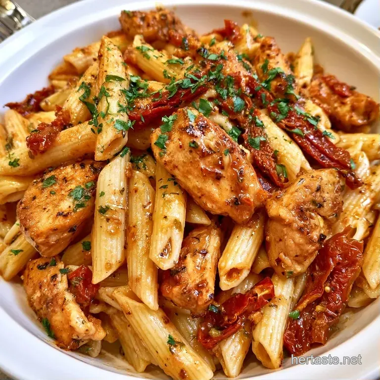 A generous scoop of cheesy baked pasta served on a white plate, garnished with fresh bright green parsley.