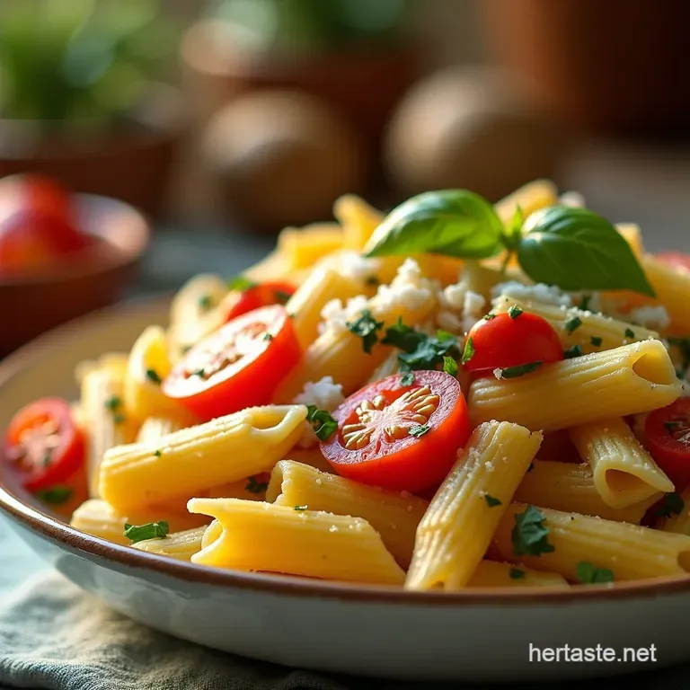 Sunshine on a Plate Easy Greek Pasta Salad presentation
