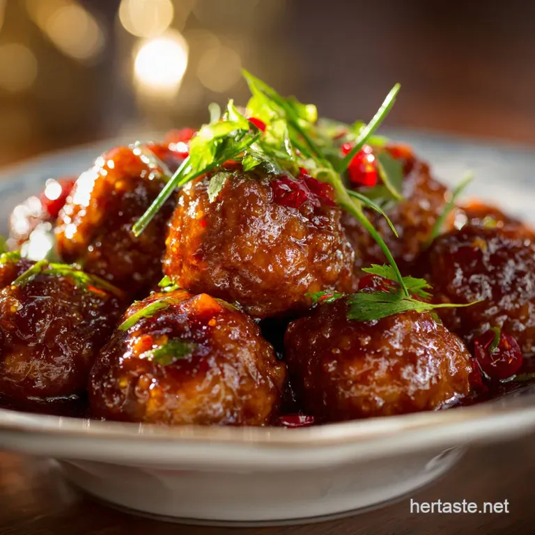 Sweet and Sour Meatballs: the Proper Pub Classic Sticky Glaze Recipe presentation