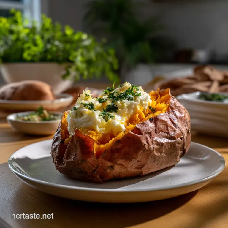 Elegant plate featuring a vibrant orange souffl&eacute;, garnished with fresh herbs and a drizzle of spiced pur&eacute;e, creating a vis...