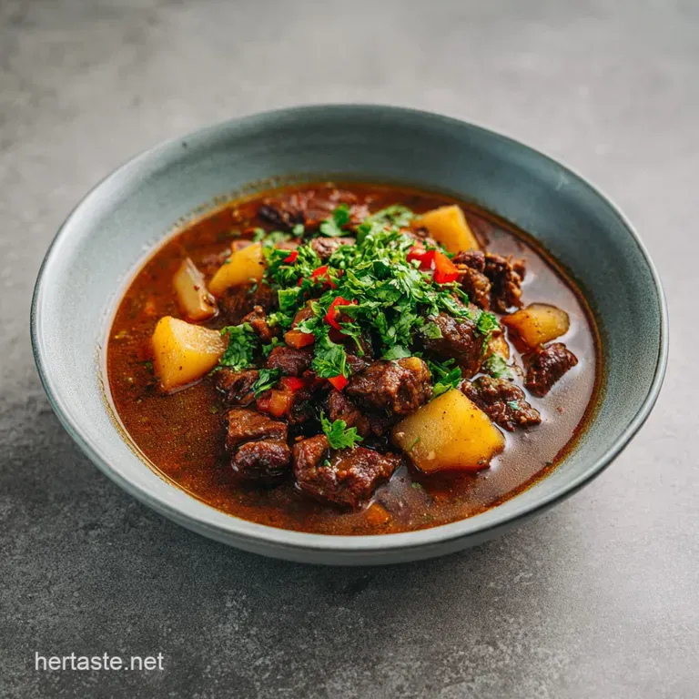 Hearty cowboy stew served in a rustic cast-iron pot, bubbling with warmth and inviting aromas.