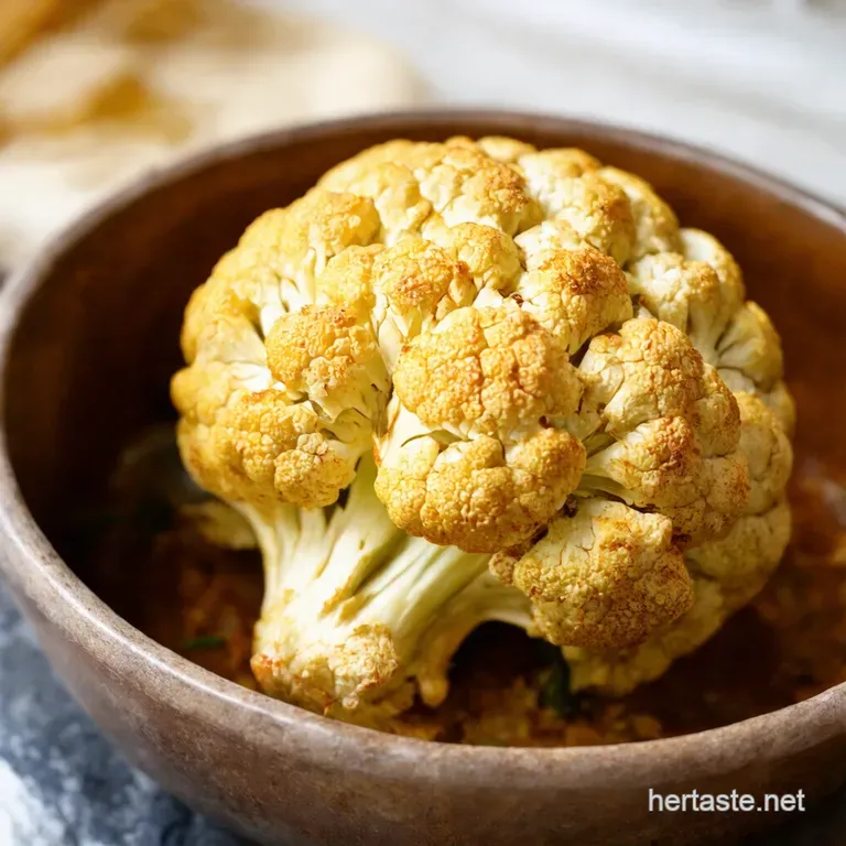 The Showstopping Whole Roasted Cauliflower with Brown Butter Sage Sauce presentation