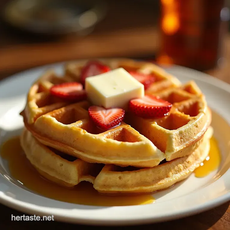 The Ultimate Fluffy Crispy Buttermilk Waffles presentation