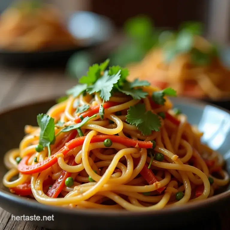 The Ultimate Vegan Street Style Vegetable Hakka Noodles presentation