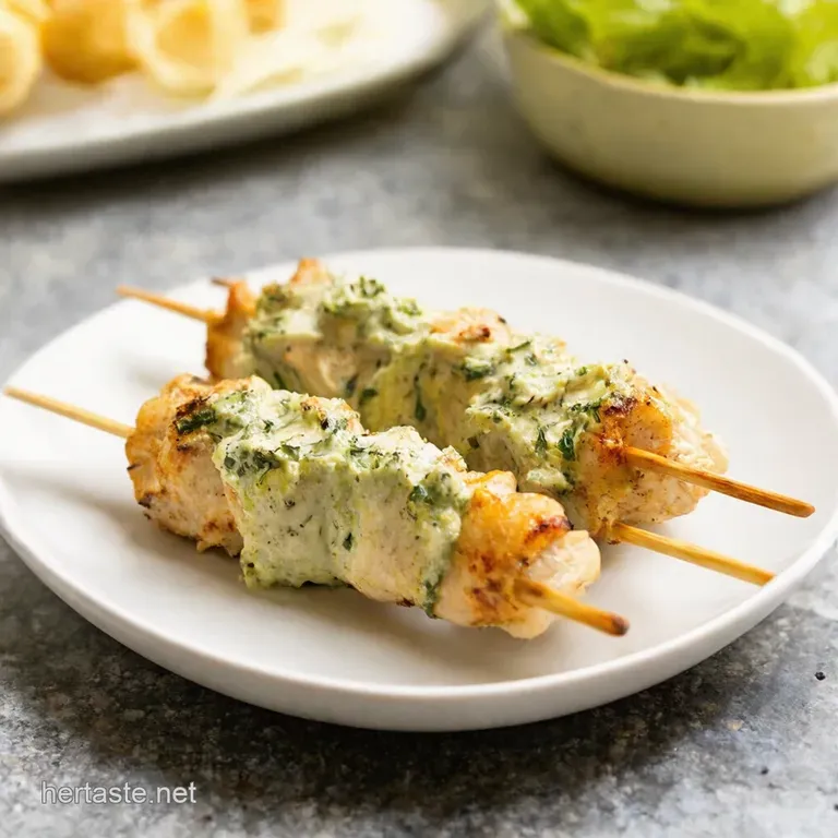 Tzatziki Chicken Skewers with Lemonherb Yogurt Marinade presentation