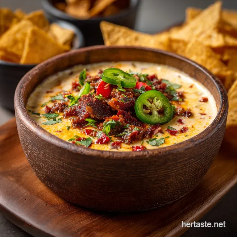 Cowboy Queso Easy Loaded Dip with Chorizo and Smoked Brisket